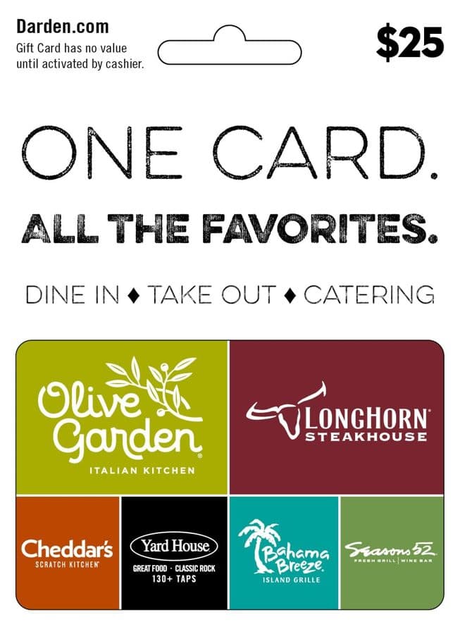 $25 Darden Restaurants Gift Card
