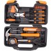 Cartman Orange 39-Piece Tool Set - General Household Hand Tool Kit with Plastic Toolbox Storage Case